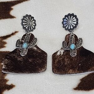 Cow tag cattle farm earrings